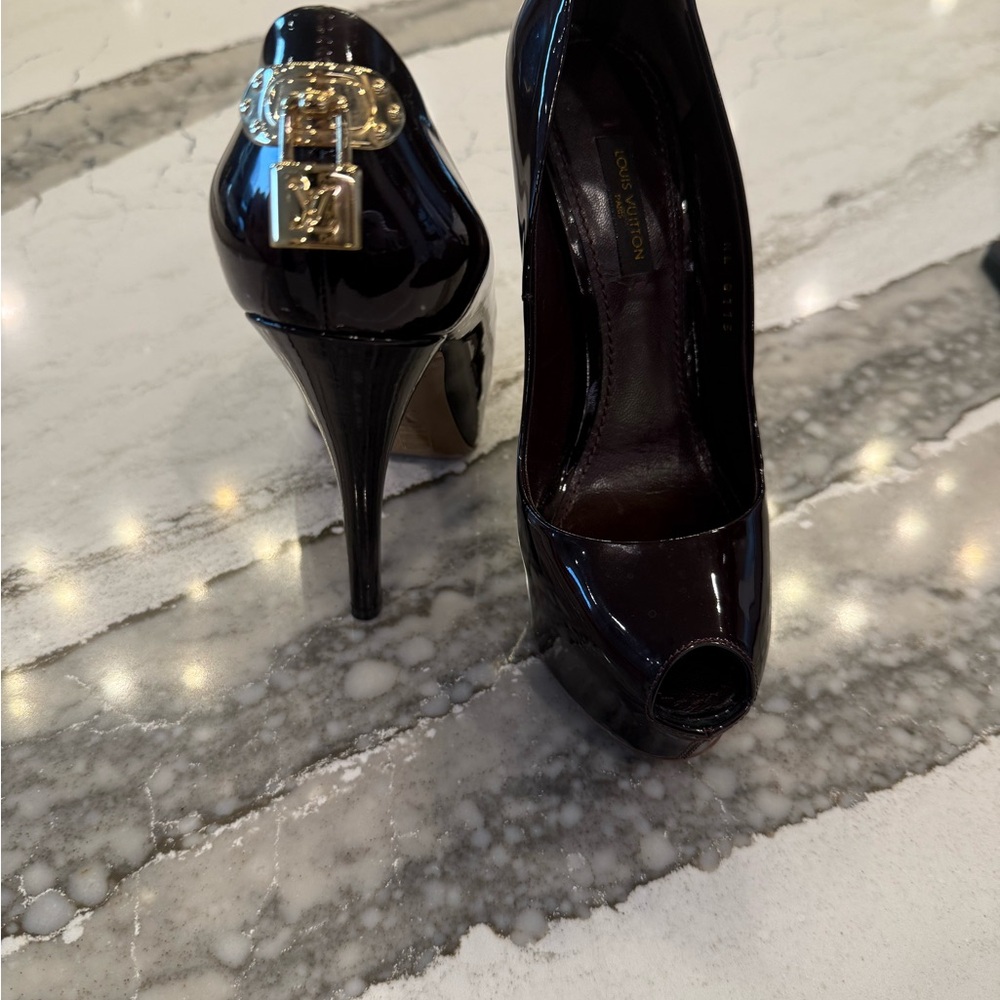 Louis Vuitton Dark Purple Peep-Toe Heels